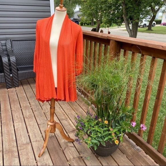 Pumpkin Spice Open Knit Cardigan Skirted Hem Fall - Picture 4 of 10